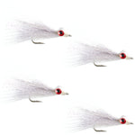 Clousers Deep Minnow White - Streamer Fly Fishing Flies - 4 Saltwater and Bass Flies - Hook Size 1/0