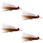 Clousers Deep Minnow Brown White - Streamer Fly Fishing Flies - 4 Saltwater and Bass Flies - Hook Size 1/0