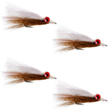 Clousers Deep Minnow Brown White - Streamer Fly Fishing Flies - 4 Saltwater and Bass Flies - Hook Size 1/0