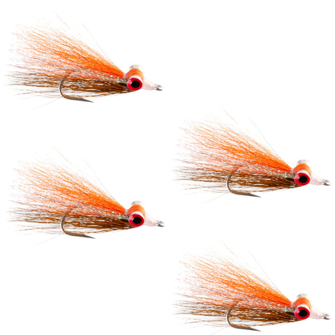 Clousers Deep Minnow Brown Orange Sunfish - Streamer Fly Fishing Flies - 4 Saltwater and Bass Flies - Hook Size 1/0