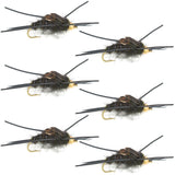 Tungsten Bead Kaufmann's Black Stone Fly with Rubber Legs - Stonefly Wet Fly - 6 Flies Hook Size 6