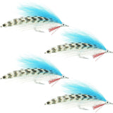 Lefty's Deceiver Saltwater Streamer Fly - Blue/White/Grizzly - 4 Flies Hook Size 1/0