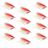 Lefty's Deceiver Saltwater Streamer Fly - Red/White - 1 Dozen Hook Size 1/0