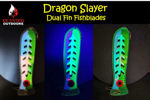 10" or 12" Chrome/Glow Fishblades - Dragon/Dragon Slayer/Blue Tron/Green Tron