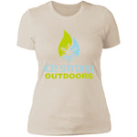 Ladies' Boyfriend T-Shirt Cool Blue/Lime Green Logo