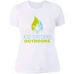 Ladies' Boyfriend T-Shirt Cool Blue/Lime Green Logo