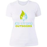 Ladies' Boyfriend T-Shirt Cool Blue/Lime Green Logo