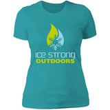 Ladies' Boyfriend T-Shirt Cool Blue/Lime Green Logo