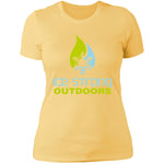 Ladies' Boyfriend T-Shirt Cool Blue/Lime Green Logo