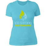 Ladies' Boyfriend T-Shirt Cool Blue/Lime Green Logo