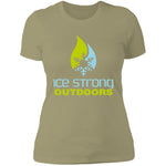 Ladies' Boyfriend T-Shirt Cool Blue/Lime Green Logo