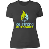 Ladies' Boyfriend T-Shirt Cool Blue/Lime Green Logo