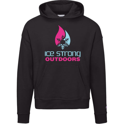 Ladies' Ice Strong Pullover Hooded Sweatshirt - Cool Blue/Magenta Ice Strong Logo