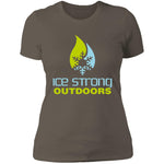 Ladies' Boyfriend T-Shirt Cool Blue/Lime Green Logo