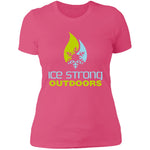 Ladies' Boyfriend T-Shirt Cool Blue/Lime Green Logo