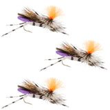 3 Pack Feth Hopper Purple - Foam Grasshopper Fly Pattern - Hook Size 10