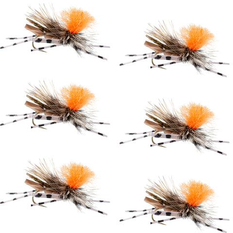 Feth Hopper Tan - Foam Grasshopper Fly Pattern - 6 Flies Hook Size 10