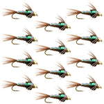 Barbless Bead Head Flashback Pheasant Tail Nymph Fly 1 Dozen Flies Hook Size 12