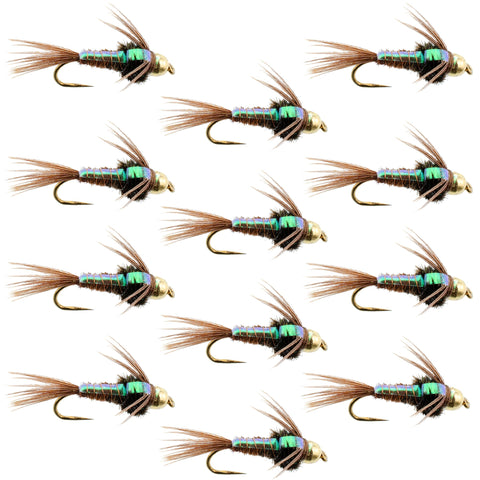 Barbless Bead Head Flashback Pheasant Tail Nymph Fly 1 Dozen Flies Hook Size 18