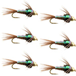 Barbless Bead Head Flashback Pheasant Tail Nymph Fly 6 Flies Hook Size 12