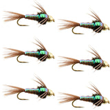 Barbless Bead Head Flashback Pheasant Tail Nymph Fly 6 Flies Hook Size 12