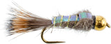 Barbless Bead Head Flash Back Gold Ribbed Hare's Ear Nymph 1 Dozen Flies Hook Size 16