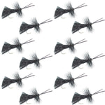 Goddard Caddis Black Dry Fly - 12 Flies Hook Size 14