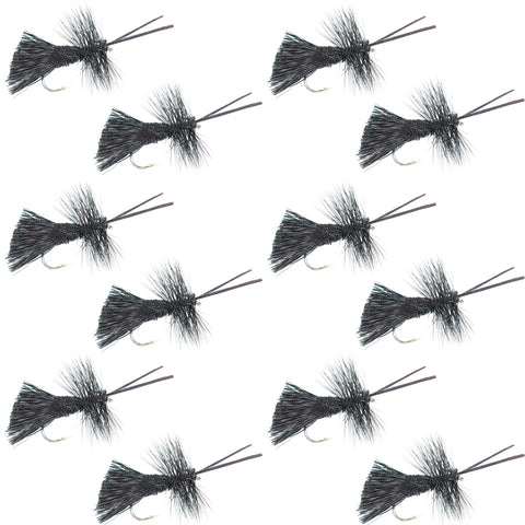 Goddard Caddis Black Dry Fly - 12 Flies Hook Size 14