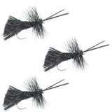 3 Pack Goddard Caddis Black Dry Fly - Hook Size 16