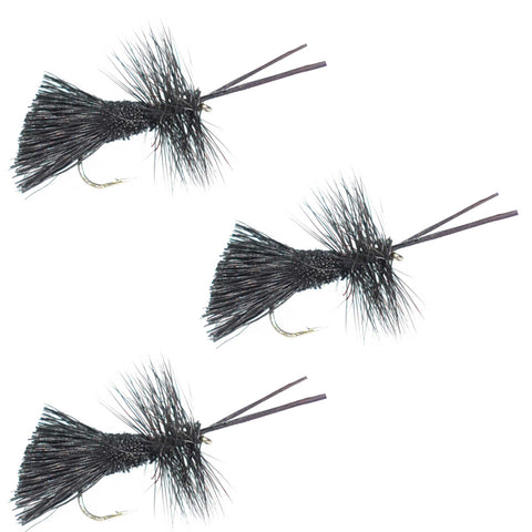 3 Pack Goddard Caddis Black Dry Fly - Hook Size 16