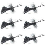 Goddard Caddis Black Dry Fly - 6 Flies Hook Size 12