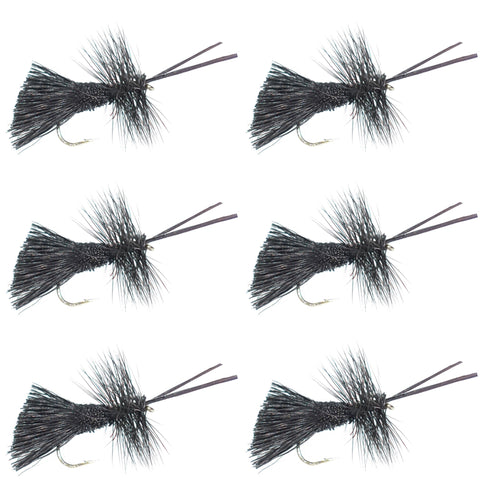 Goddard Caddis Black Dry Fly - 6 Flies Hook Size 14