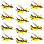 Yellow Godzilla Hopper - Foam Grasshopper or Adult Salmonfly Fly Pattern - 1 Dozen Flies Hook Size 10