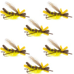 Godzilla Hopper Trout Flies - Yellow High Visibility Grasshopper or Stonefly Dry Fly - 6 Flies Hook Size 10