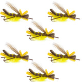 Godzilla Hopper Trout Flies - Yellow High Visibility Grasshopper or Stonefly Dry Fly - 6 Flies Hook Size 10