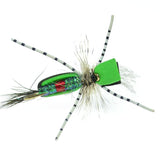 Hippie Stomper Black Green Foam Body Grasshopper Dry Fly - 4 Flies Size 14