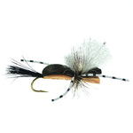 Hippie Stomper Black Tan Foam Body Grasshopper Dry Fly - 4 Flies Size 10