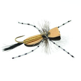 Hippie Stomper Black Tan Foam Body Grasshopper Dry Fly - 4 Flies Size 10