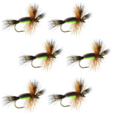 Chartreuse Humpy Classic Hair Wing Dry Fly - 6 Flies Hook Size 14