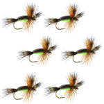 Barbless Chartreuse Humpy Classic Hair Wing Dry Fly - 6 Flies Hook Size 14