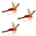 3 Pack Red Humpy Classic Hair Wing Dry Fly - Hook Size 14