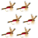 Red Humpy Classic Hair Wing Dry Fly - 6 Flies Hook Size 10