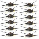 Tungsten Bead Kaufmann's Black Stone Fly with Rubber Legs - Stonefly Wet Fly - 1 Dozen Flies Hook Size 6