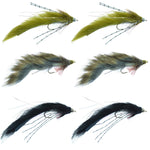 Muddy Buddy Zuddler Cone Head Lunchables Streamer Fly Fishing Flies Assortment - Bass and Big Trout Streamer Fly Collection - 6 Flies Size 4