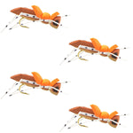 4 Pack Moorish Hopper Brown Tan Foam Body Grasshopper Fly - Hook Size 10