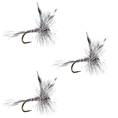 3 Pack Barbless Mosquito Classic Trout Dry Fly Fishing Flies - Hook Size 16