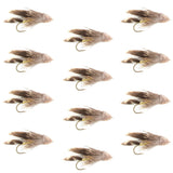 Muddler Minnow Fly Fishing Flies - Classic Bass and Trout Streamers - 1 Dozen Flies Hook Size 12