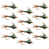 Bead Head Flash Back Pheasant Tail Nymph 1 Dozen Fly Fishing Flies  Size 10