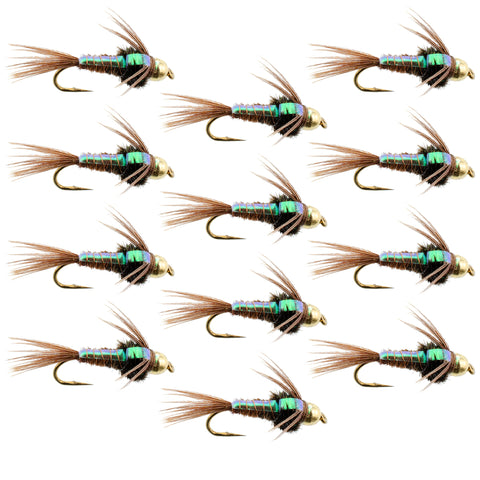 Bead Head Pheasant Tail Nymph 1 Dozen Fly Fishing Flies  Size 18