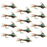 Tungsten Bead Head Flash Back Pheasant Tail Nymph 1 Dozen Flies  Size 16